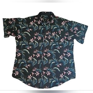 PLANET B Black & Pink Tropical Floral Print Shirt | SZ XXL